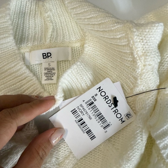 NWT BP. Nordstrom Cowl Neck Cable Knit Crop Sweater Set Ivory Sz Small - Picture 4 of 13
